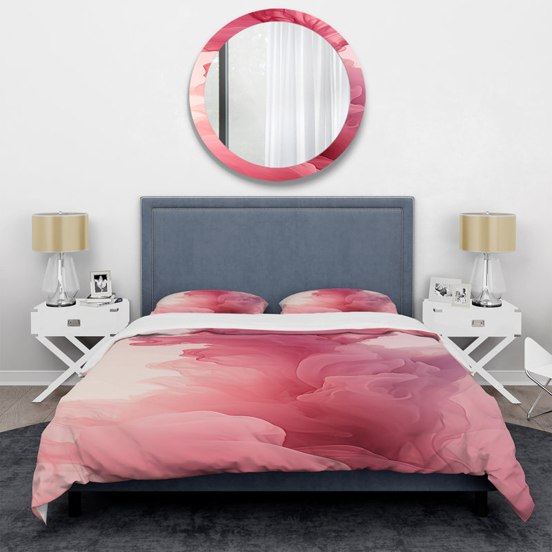 Pink Polar Radiance Smoke III - Abstract Duvet Cover Set, King Duvet Cover + 2 King Shams