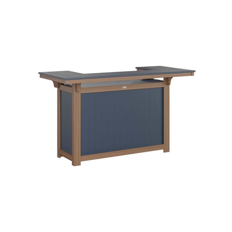 Outdoor Rectangle Bar Table, Antique Mahogany, Navy Blue