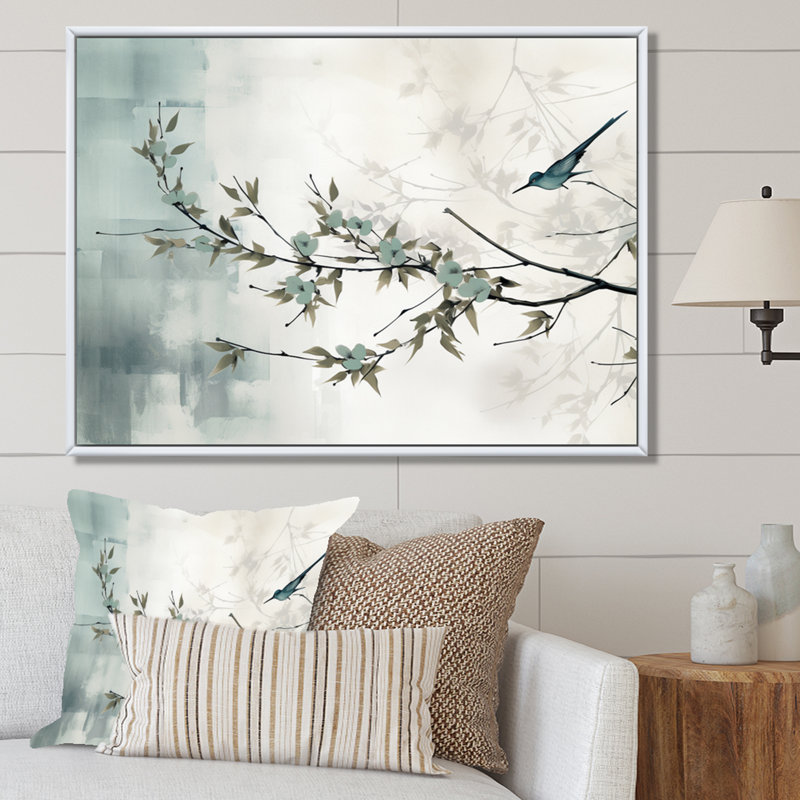 Asian Art Sumi Serenity, reproduction d'art sur toile, Cadre flottant blanc, H 30 po x l 40 po x P 1,5 po