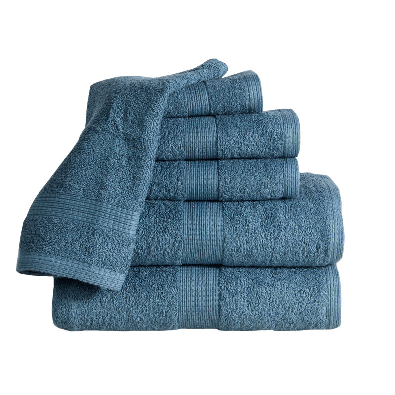Ensemble de serviettes en coton à 100 % de 6 articles Haughton, Denim