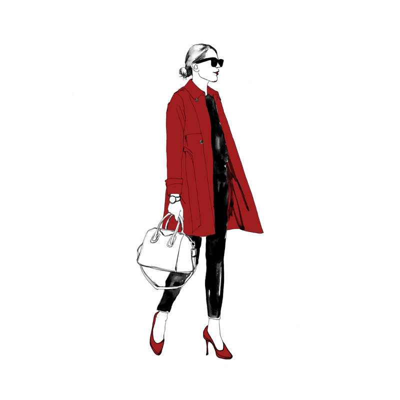 Fashion Girl - rouge / noir, H 18 po x l 12 po