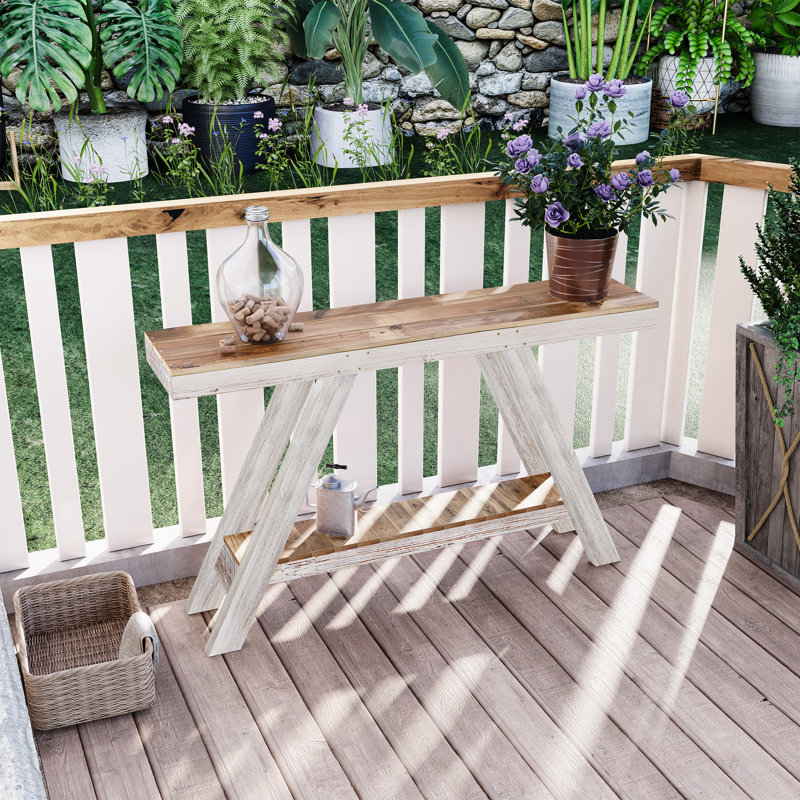 Console en bois massif 46 po, Blanc, 28" H x 46" W x 10" D