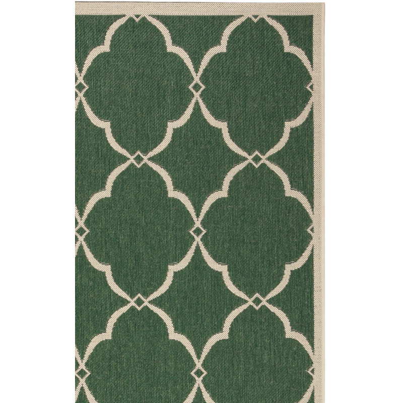 Fromm Geometric Green/Creme Area Indoor/Outdoor Area Rug, Runner 2'2" x 8'