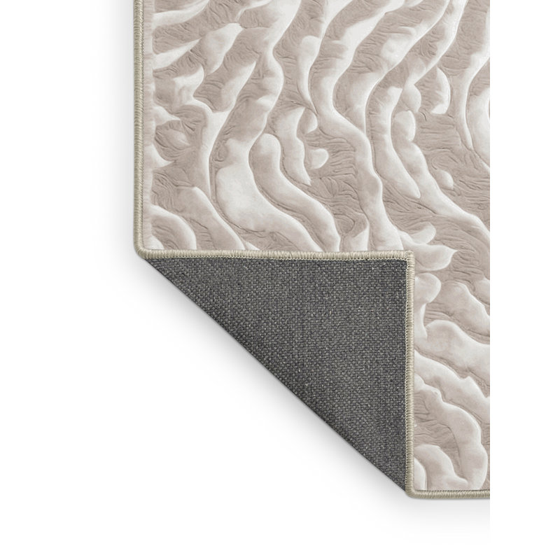 Tapis beige soyeux et moelleux, Rectangle 2 pi x 3 pi