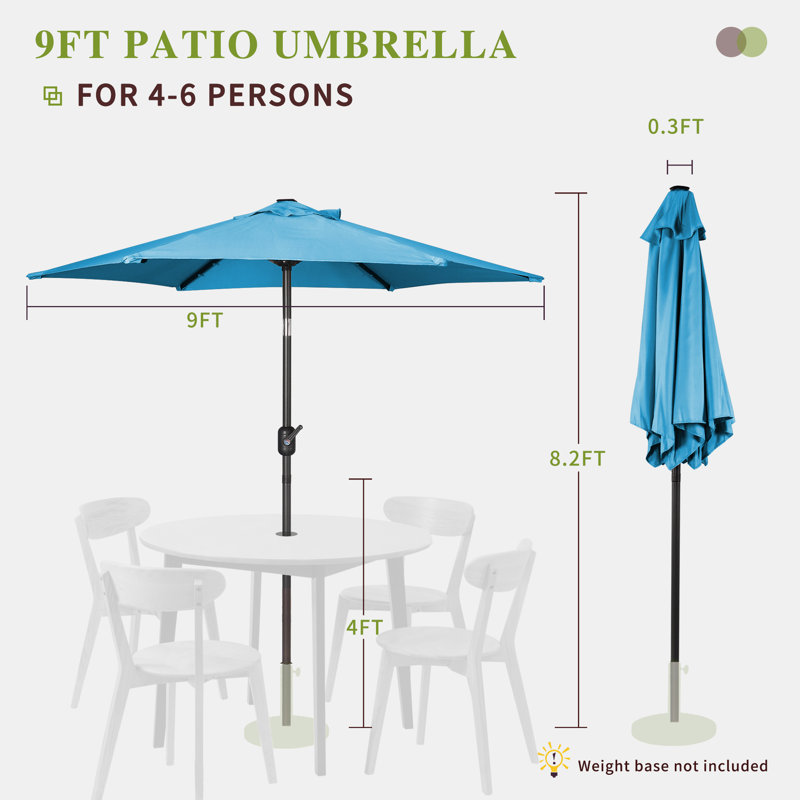Parasol 9" Market, Bleu ciel