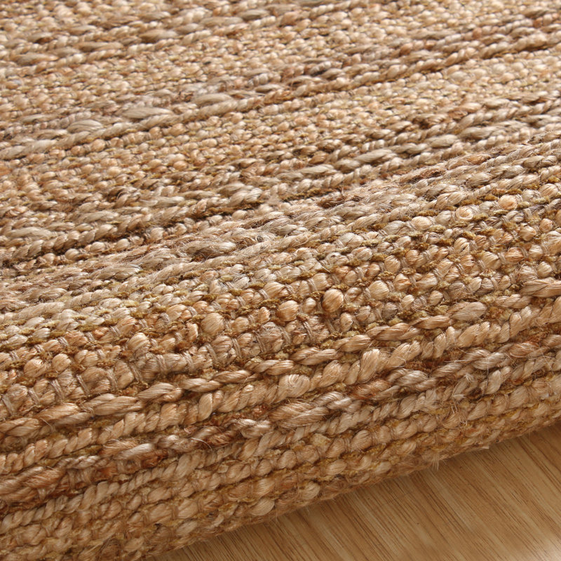 Tapis d'intérieur en jute de fibre naturelle fait à la main avec envers en coton Modern Farmhouse, Brun / brun clair / taupe