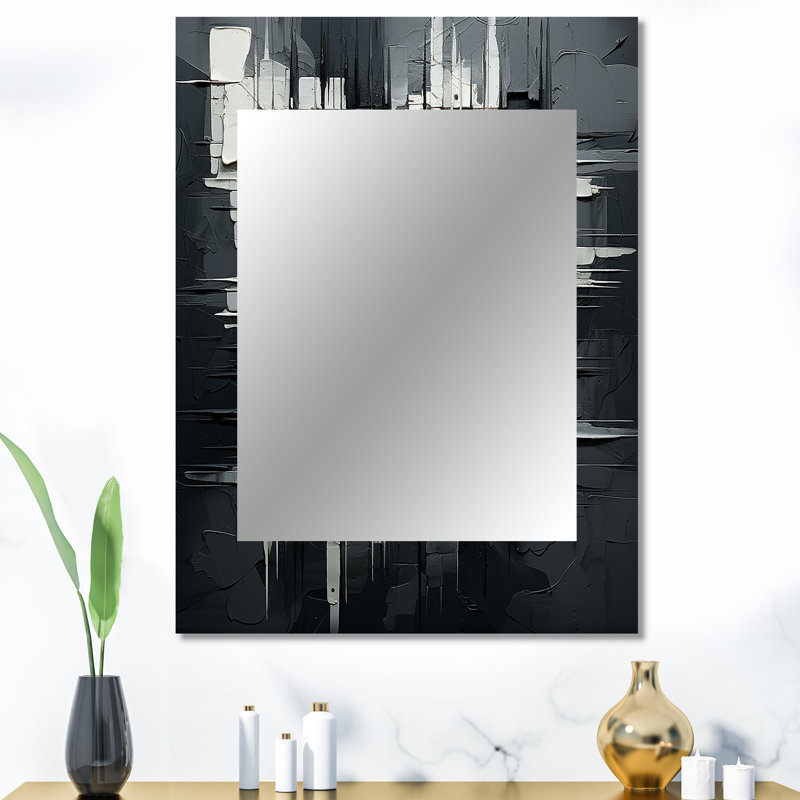 Hedd - Abstract Decorative Mirror On Metal, 40 po x 30 po