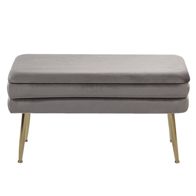 Gafford Upholstered Bench with Flip Top, H43 x W79 x D37 cm, Grey