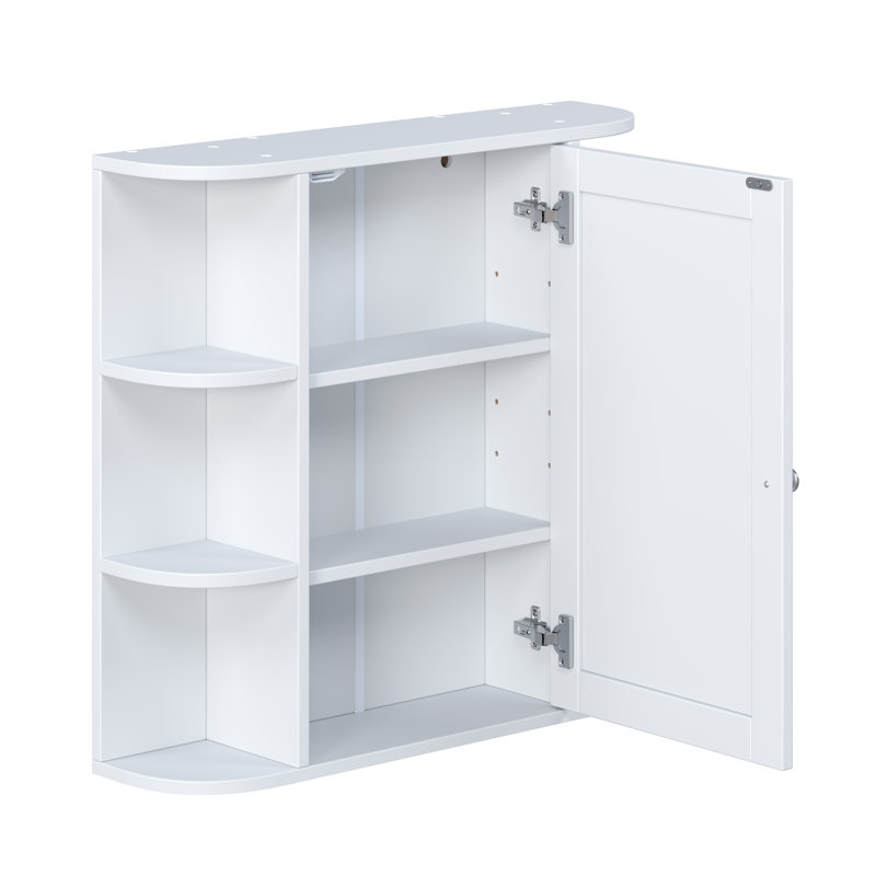 Armoire à pharmacie de salle de bain murale avec miroir et tablettes réglables, Blanc