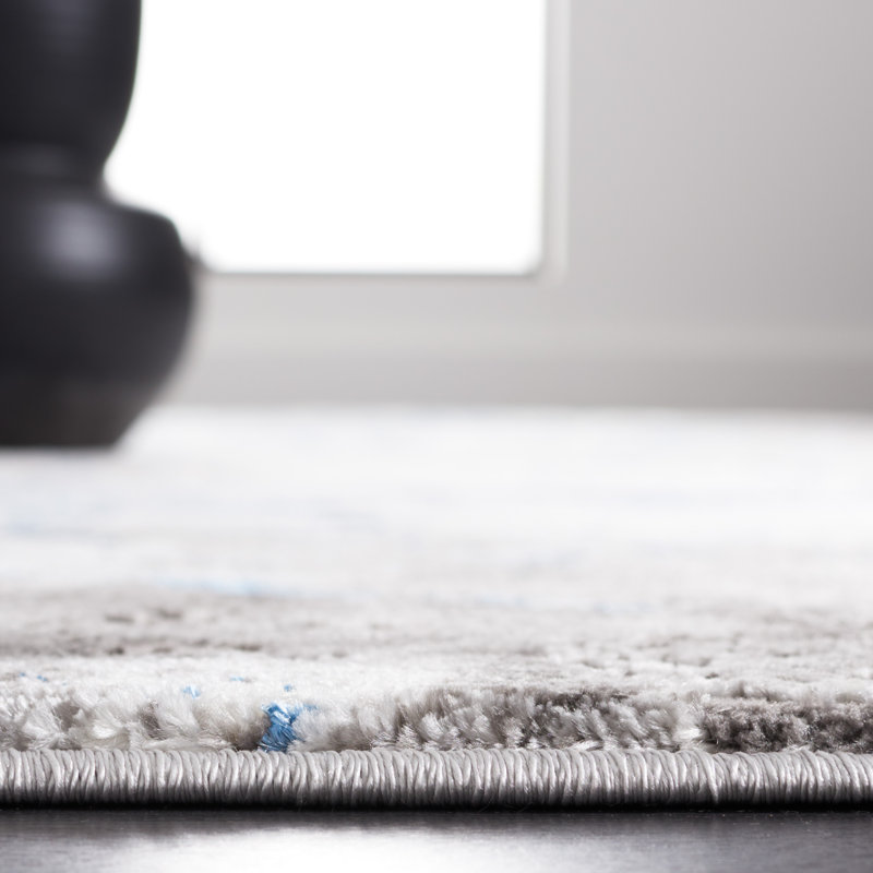 Prevatte Abstract Gray/Blue Area Rug, Rectangle 4' x 6'