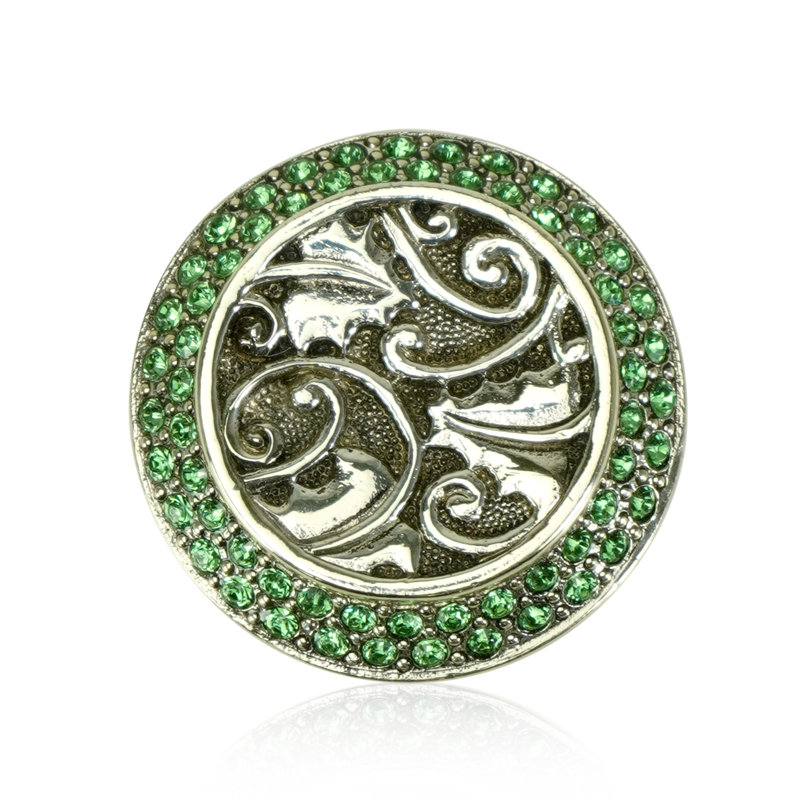 ROOKWOOD KNOB; ERINITE GREEN CRYSTAL, Silver
