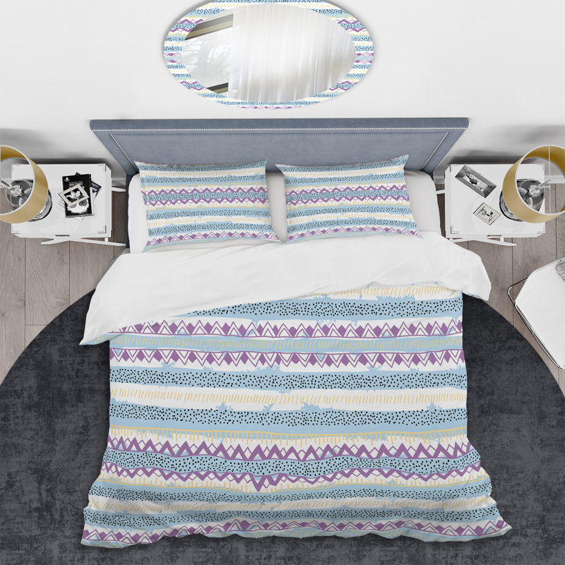 Ensemble de housse de couette en microfibre crème / mauve 3 pièces, Housse de couette très grand et 2 très grandes t
