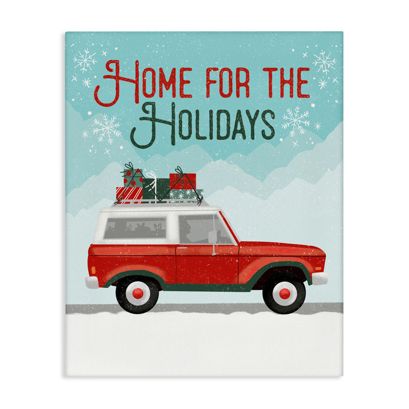 Toile rétro Home For Holiday, design par Jilly Jack Designs, H 20 po x l 16 po