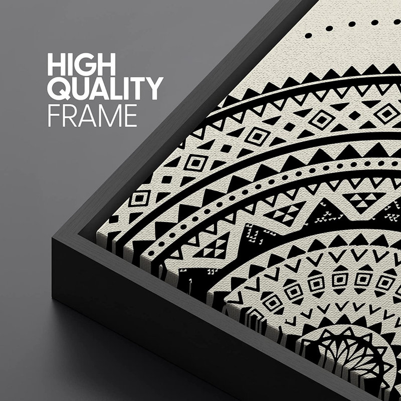 Black and White Geometric Mandala Framed Canvas Art Set
