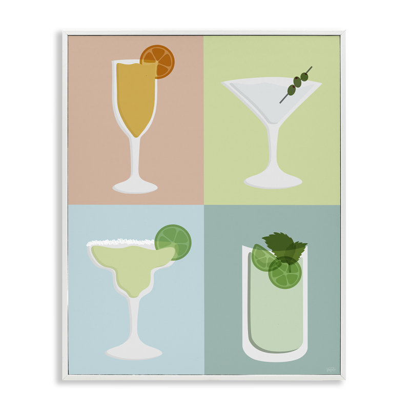 «Pastel Bar Cocktail», estampe numérique par Natalie Carpentieri, Giclée encadrée blanc bord de mer, H 14 po x l 11 po