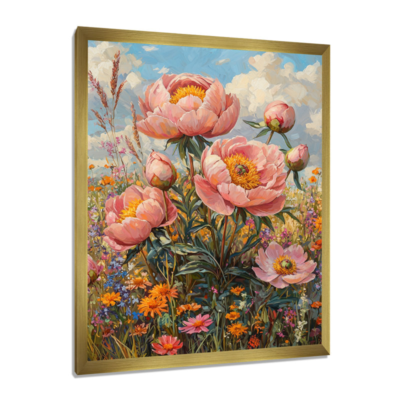 Barfield - art mural floral, H 44 po x l 34 po, Reproduction encadrée d'une seule photo, Doré