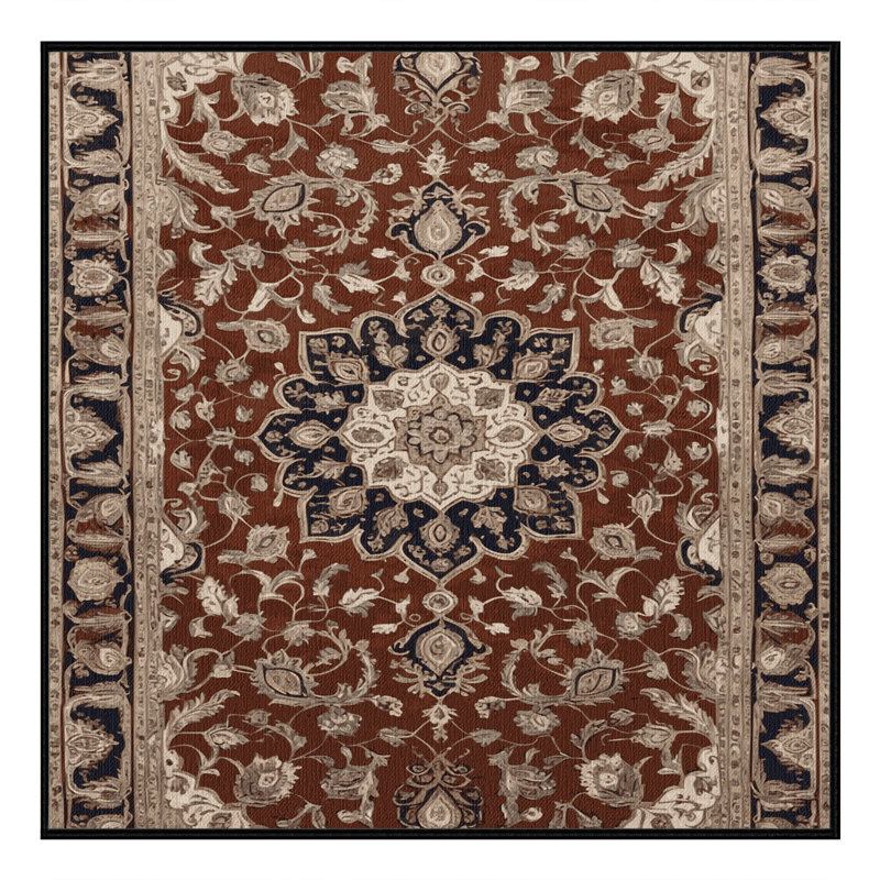 Tapis persan noir lavable à la machine, Carré 4 pi