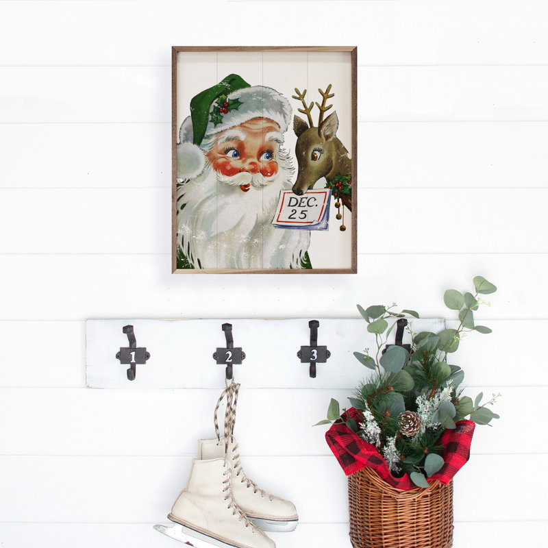 Père Noël avec renne le 25 décembre, H 8 po x l 10 po