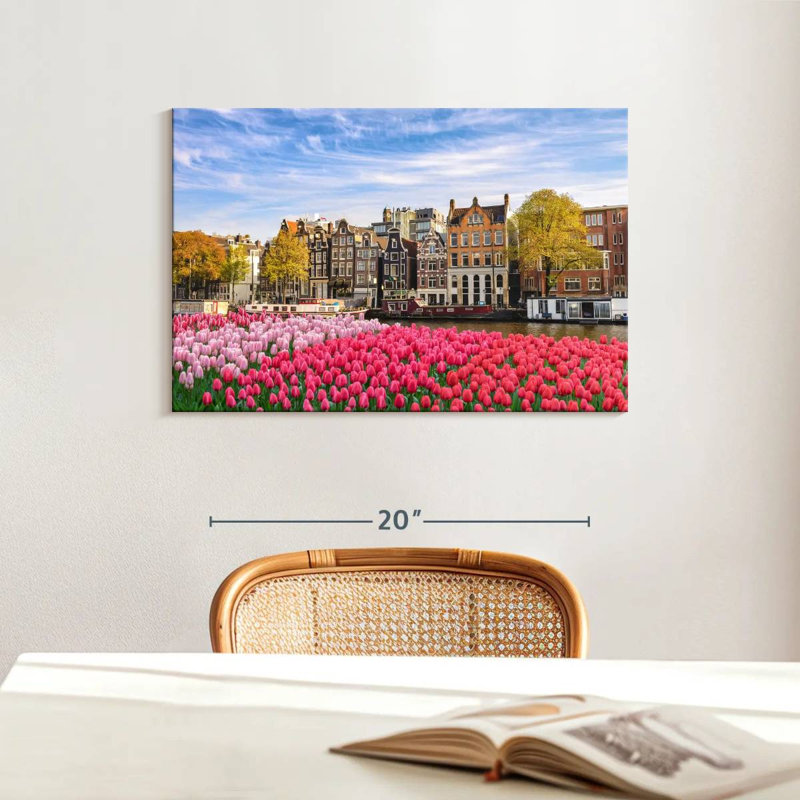 Tulipes du canal Sirci à Amsterdam, H 16 po x l 24 po