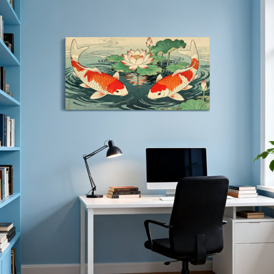 Landscape & Nature Koi Fish Lotus Water Garden Art Print