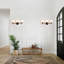 Applique murale à bras moderne à 3 lumières avec abat-jour en verre côtelé noir mat - l 22,24 po câblé avec lumière à intensité variable pour le couloir du salon