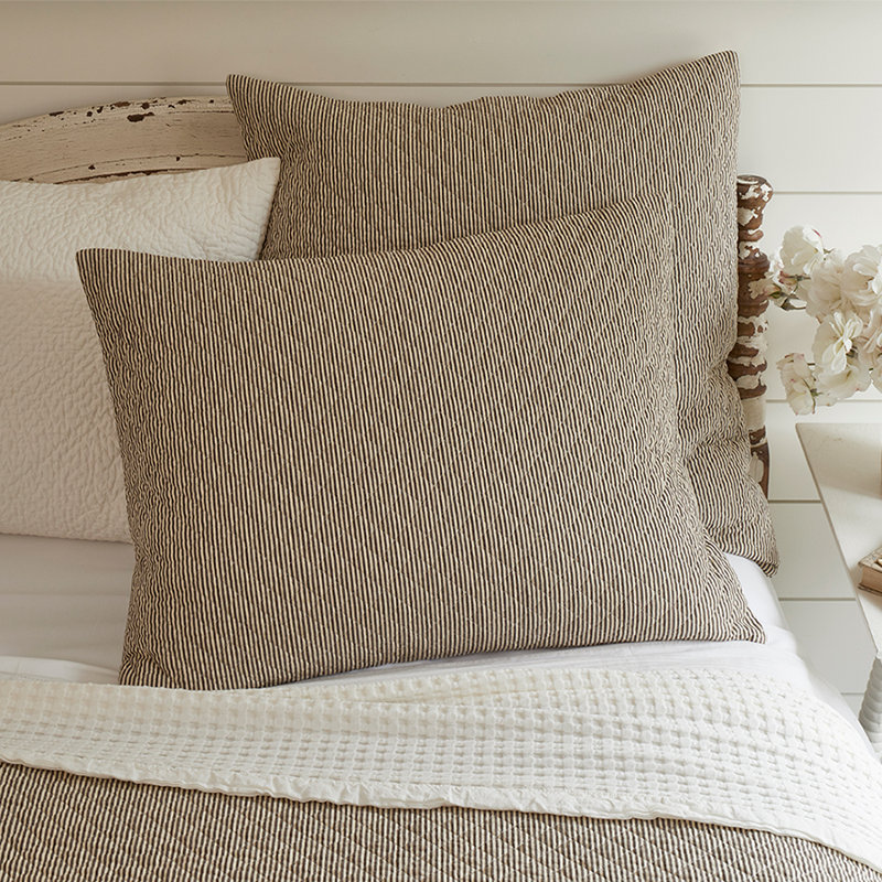 Farmhouse Stripe Stripe Cotton Sham, Standard, Brown