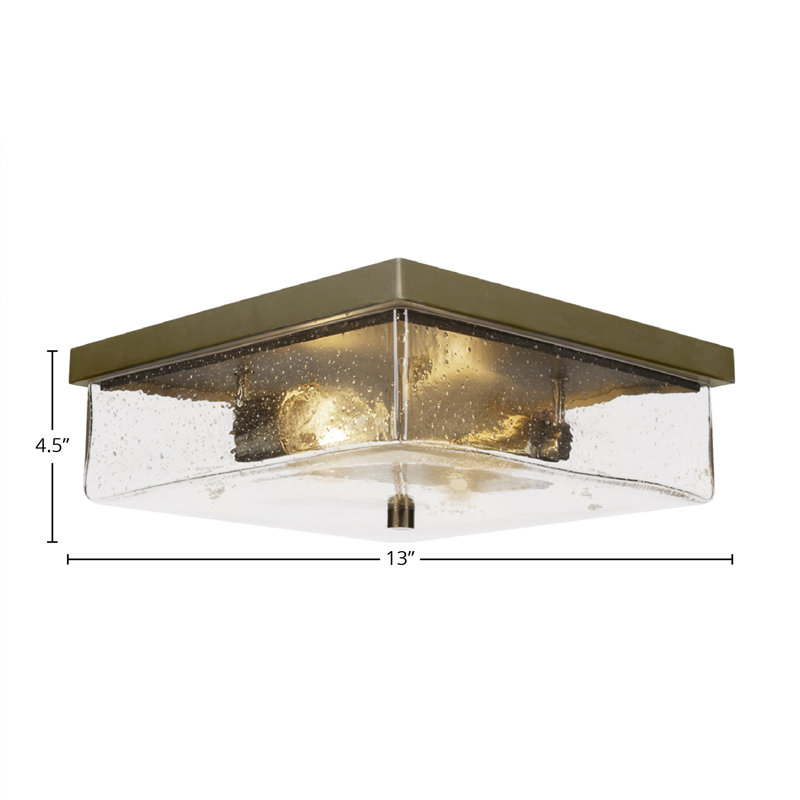 Plafonnier encastré 2 lumières Karson avec verre transparent 13 po, Laiton New Age