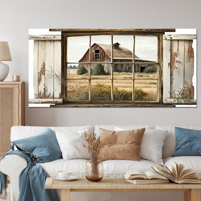 Fenêtre de fenêtre à la ferme II - art mural de ferme, toile de ferme