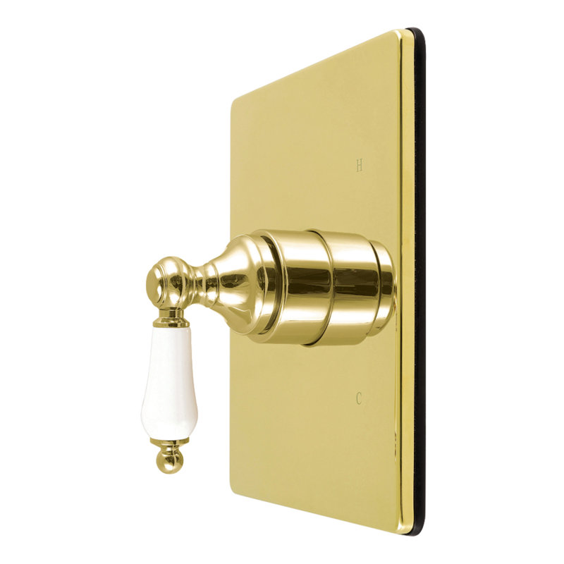 Kingston Brass Demure Single-Handle Pressure Balanced Tub and Shower Faucet Valve and Trim Kit, Polished Brass
