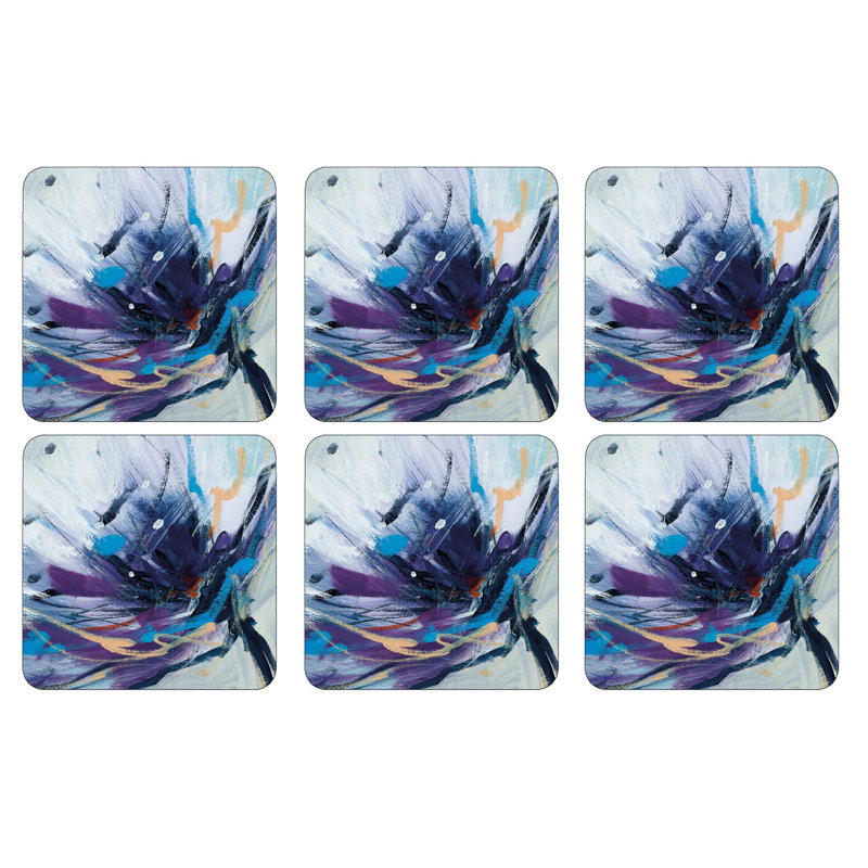 Pimpernel en fleurs dans des sous-verres lilas 4 po x 4 po