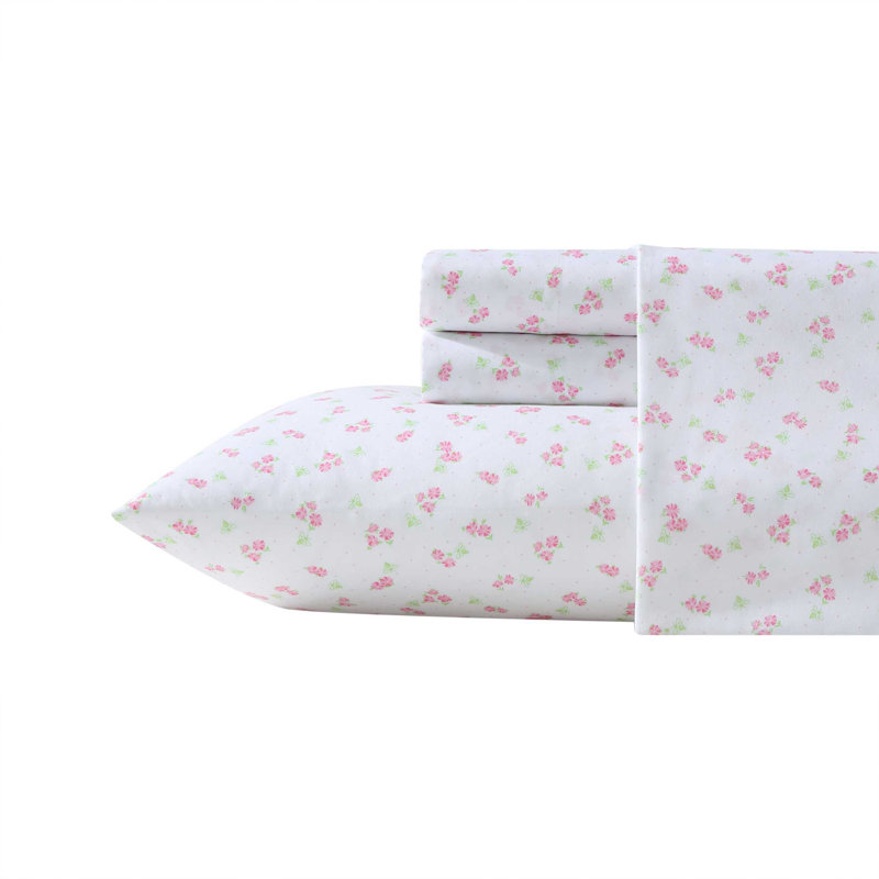 Laura Ashley Kids Cozy Printed Sheet Sets, Twin XL Sheet Set with 1 Pillowcase, Busy Bee Pink
