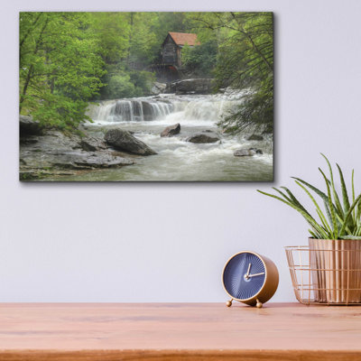 «Glade Creek Grist Mill» par Lori Deiter, art mural en verre acrylique