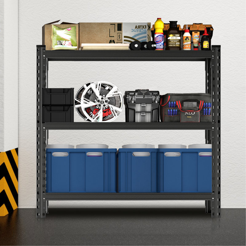 Étagère robuste, H 47,3 po, l 51,2 po x P 23,6 po, noire, 3, réglable, solide pour entrepôt, 3 tablettes industrielles à usage industriel, résistante, tablettes ajustables de 23,6 po, pour le garage, la salle d'outils, le rangement,
