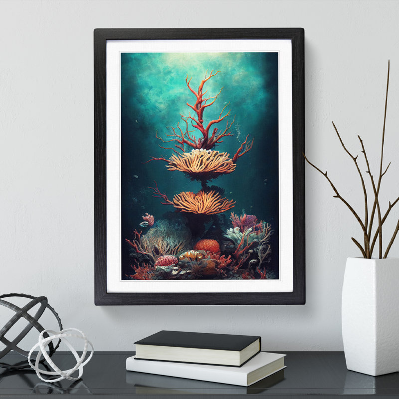 The Beautiful Coral Reef - Single Picture Frame Print, Black Framed, 64cm H x 46cm W x 2cm D