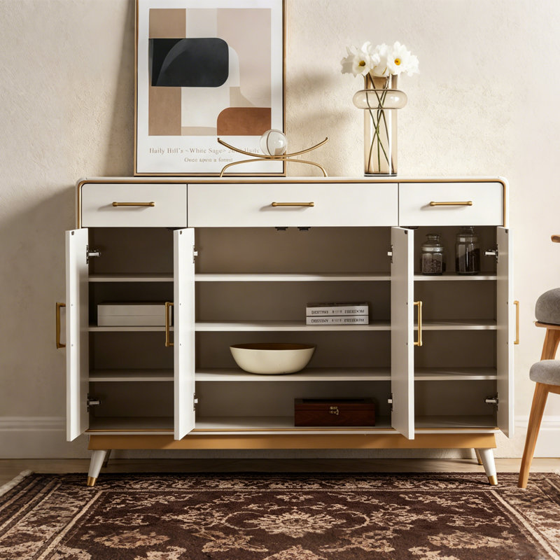 Buffet en pierre frittée de grande capacité, H 41,73 po x l 59,06 po x P 15,75 po, Cream
