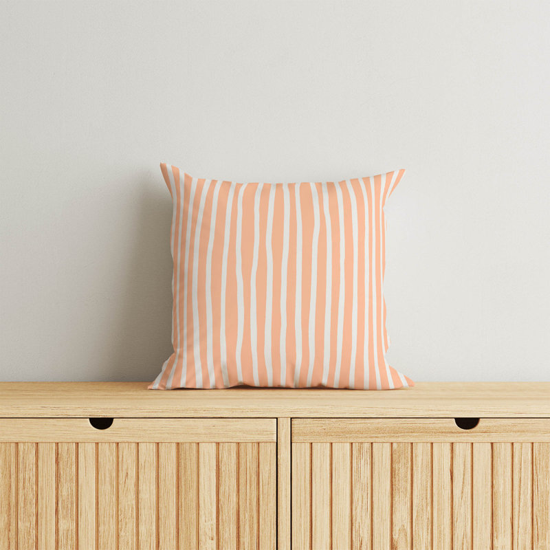 Coussin Ribbon Play, Pêche / rayé orange, H 20 po x l 20 po