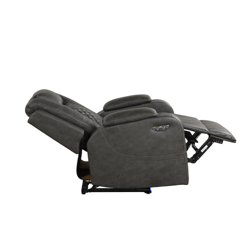 BENZ LED & Power Recliner Chair Made With Faux Leather In Gray  Same As 659436262294 (CA Inventory), Gray