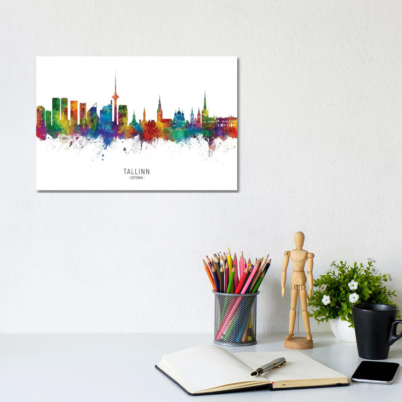 Tallinn Estonia Skyline by Michael Tompsett - Wrapped Canvas Gallery-Wrapped Canvas Giclée, 20.32cm H x 30.48cm W