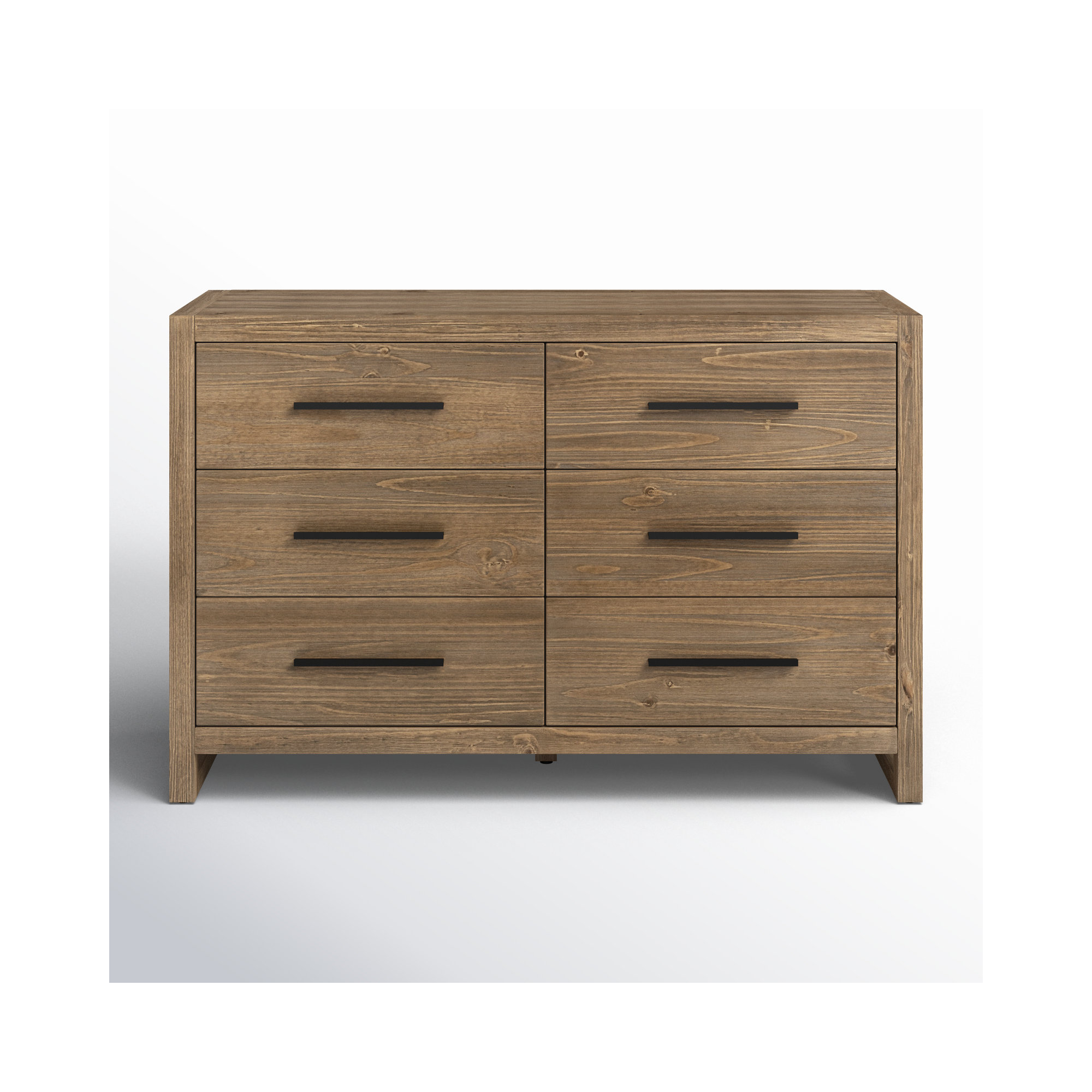 Modica 6 Drawer 60'' W Dresser Solid Wood Dresser, Honey Brown