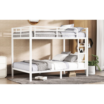 Lit superposé en métal double TG, peu encombrant, silencieux, blanc, rangement sous le lit, blanc protecteur pour les adolescents, sans sommier, réduction, revêtement