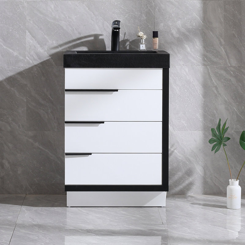 Ensemble de meuble-lavabo simple 24 po Siefert, Blanc lustré