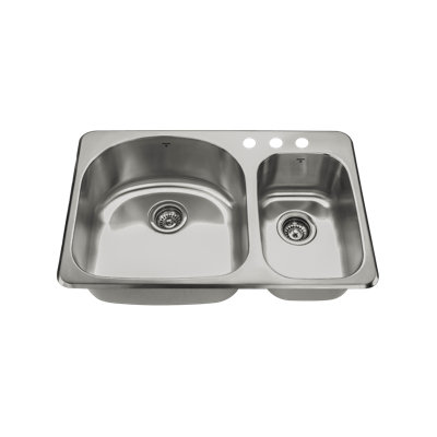 31.29'' L Drop-In Double Bowl Stainless Steel Kitchen Sink