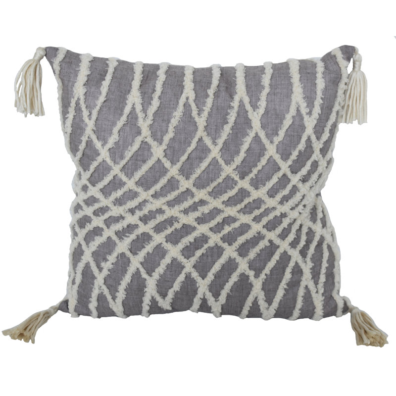  Insert de coussin carré brodé Cording, Gris