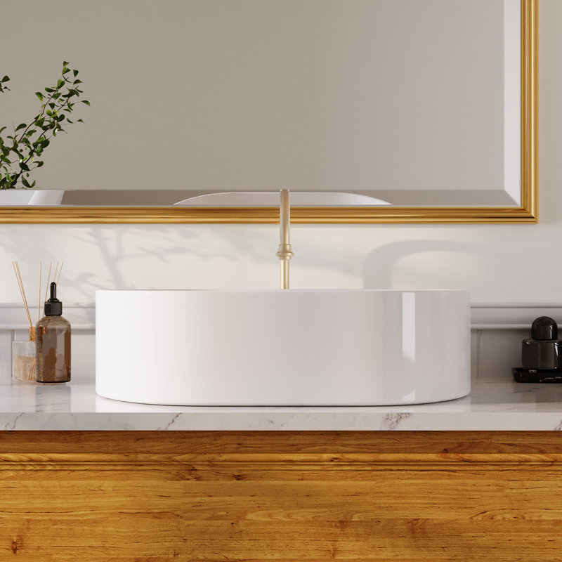 Vasque ovale en porcelaine vitrifiée blanche DeerValley 49,3 cm x 37,6 cm, à poser