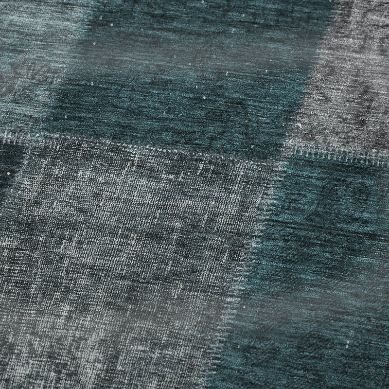Jeté patchwork Addison Sherpa ASB663, Sarcelle