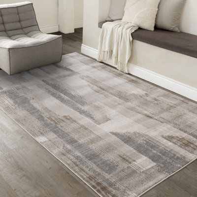 Horning Abstract Grey Taupe Woven Indoor Area Rug