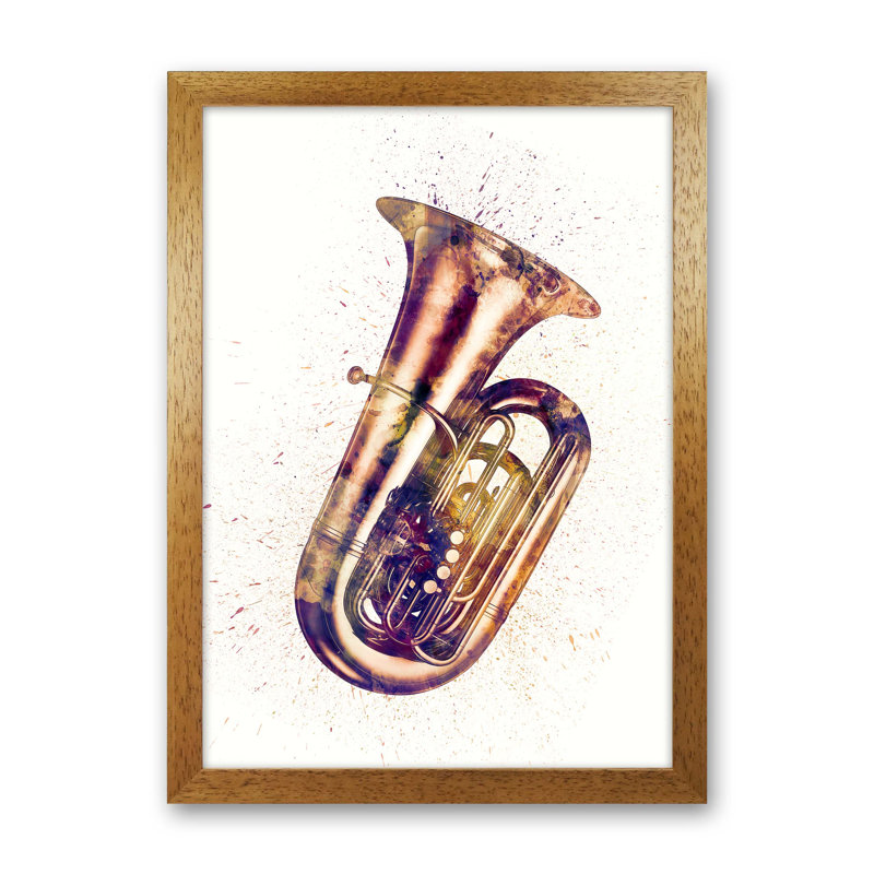Tuba Music by Michael Tompsett - Print, 46cm H x 34cm W x 3cm D, Brown Framed