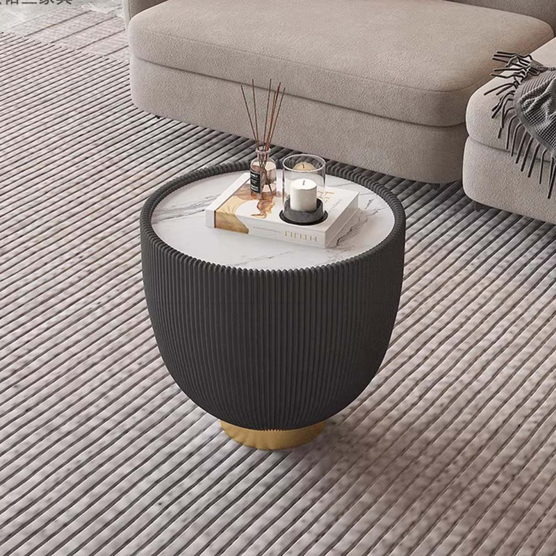 Cup Shape Leather Coffee Table, Black