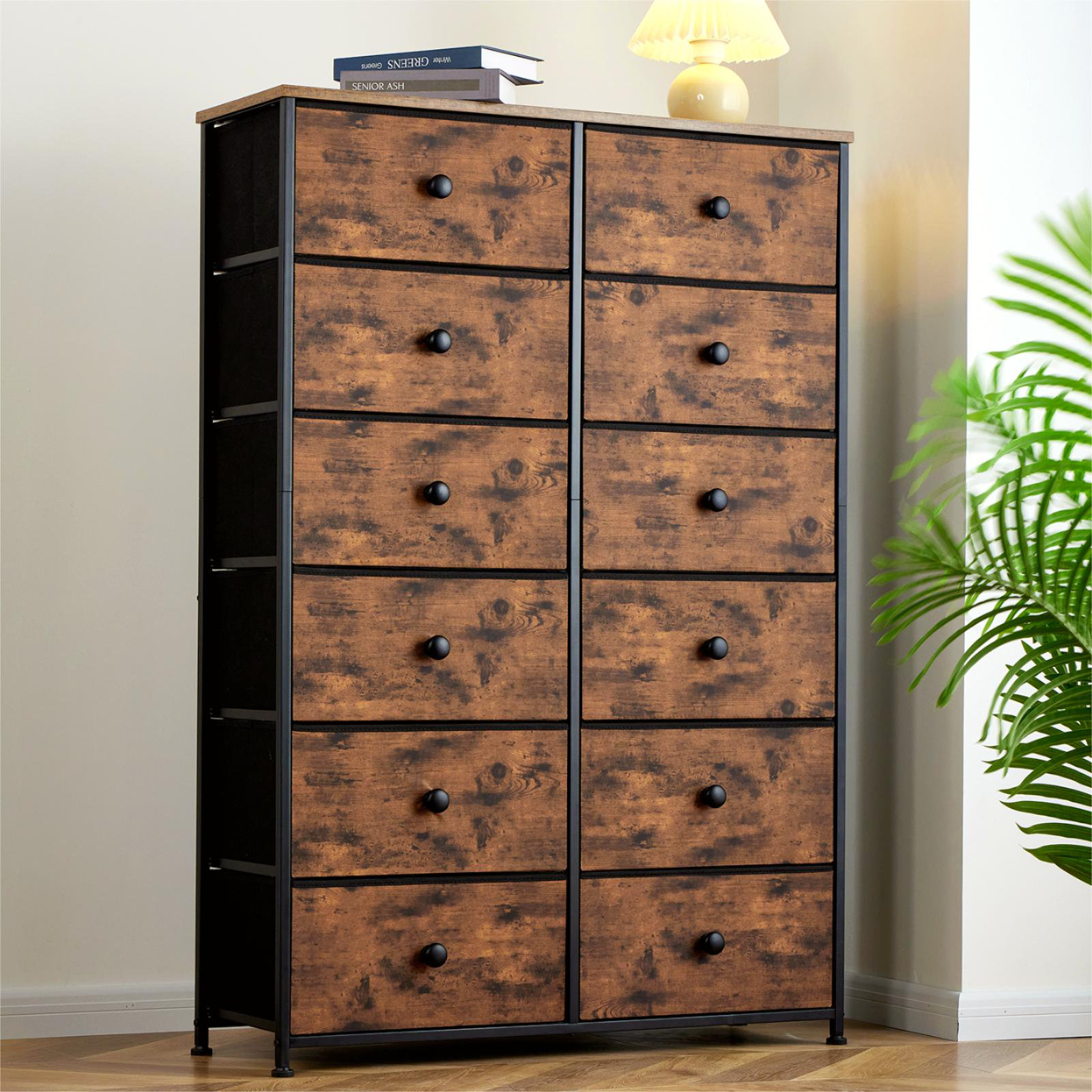 Conanso Dresser for Bedroom with 8 Drawers, Storage Tower with Fabric Bins, Black The Twillery Co.