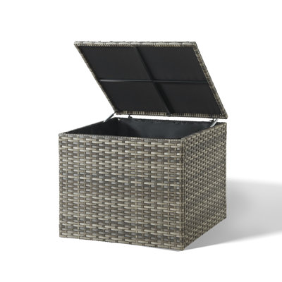 87 Gallon Outdoor Storage Box, Patio Wicker Rattan Deck Box For Patio Furniture Cushions